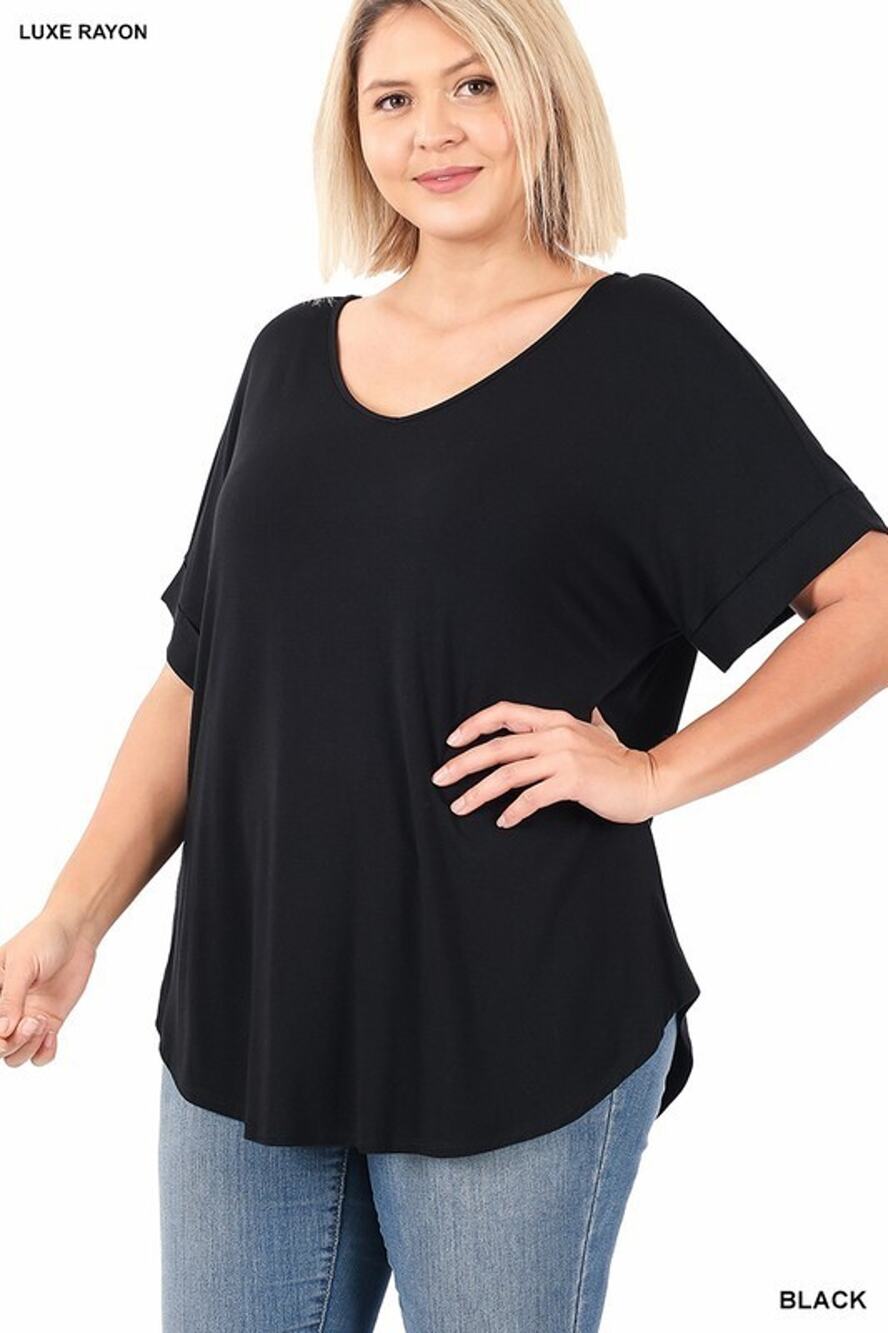 Plus Size Basic Black Tee 3XL